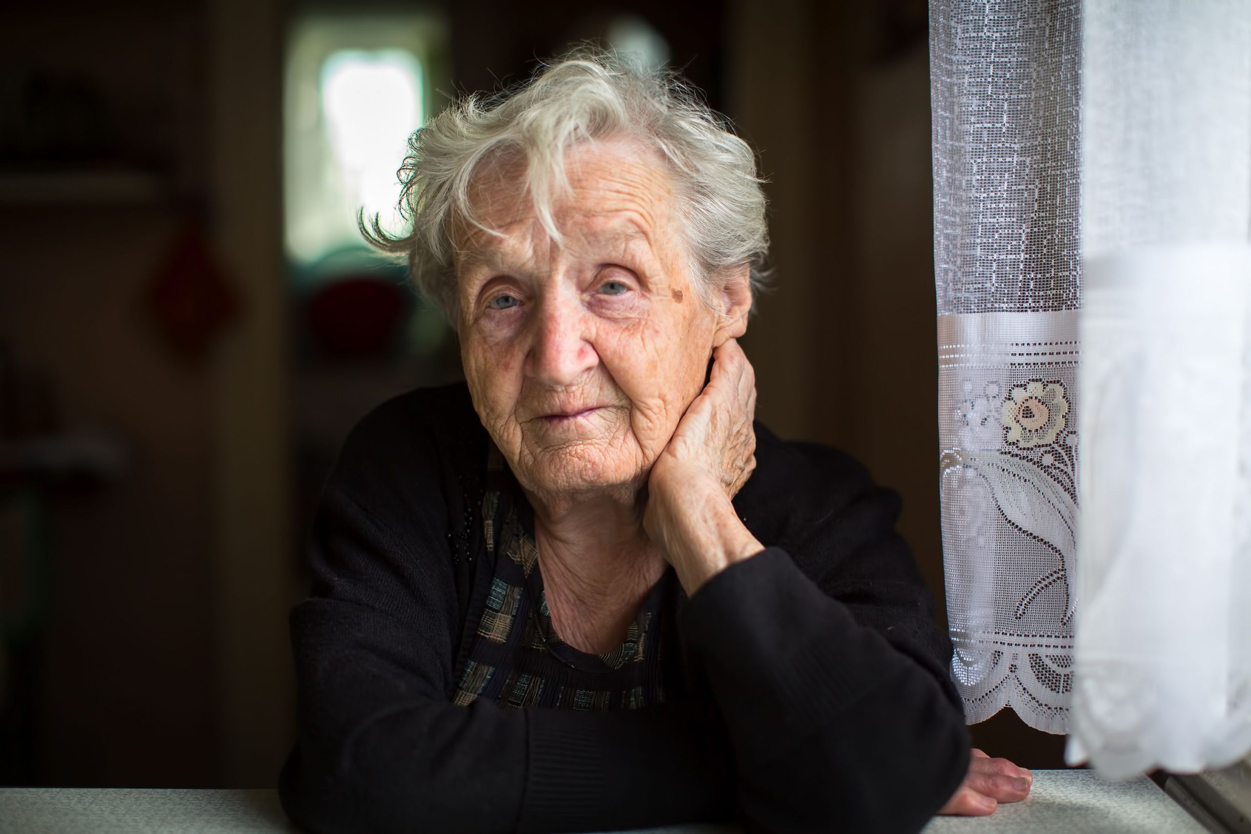 Elderly Senior Woman Worried Scaled
