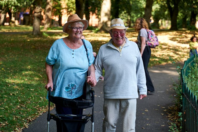 elder law, older couple walking in the park